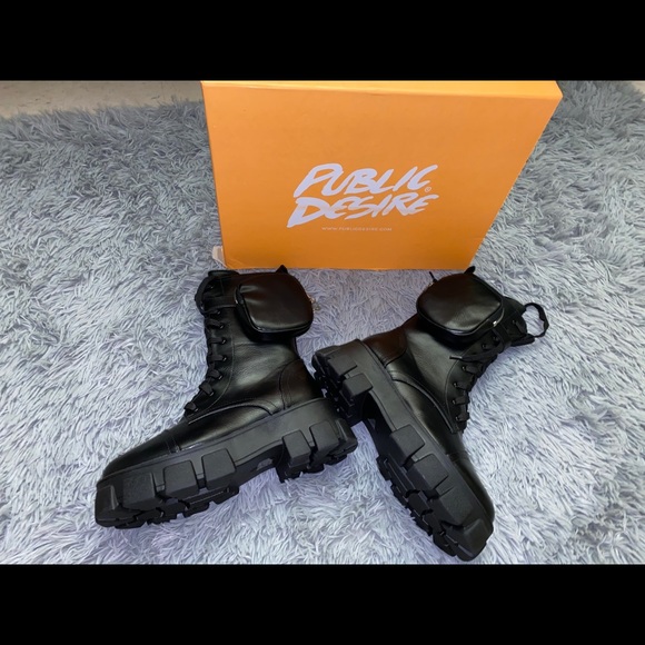 Public Desire Intention Chunky Lace Up Boots . - Picture 2 of 5